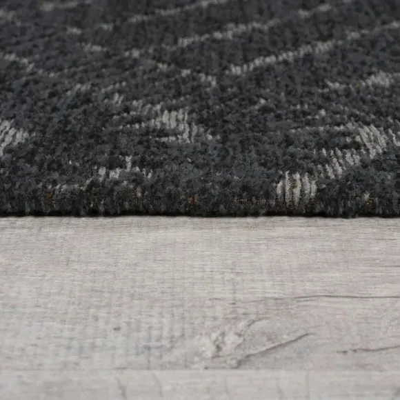 Geometric Rug with High-Low Texture - Charcoal