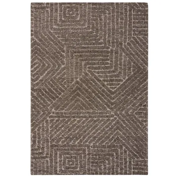 Geometric Rug with High-Low Texture - Natural