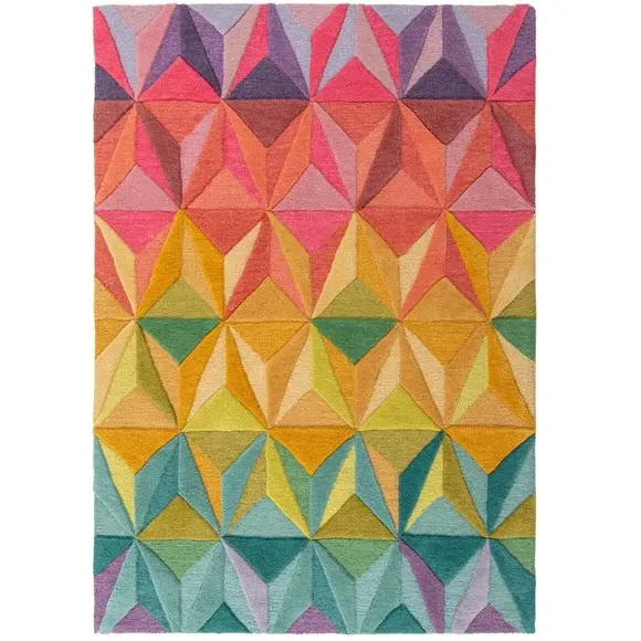 Geometric Rug with Kaleidoscope Design - Multi, Wool