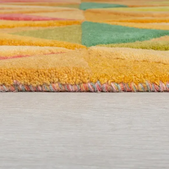 Geometric Rug with Kaleidoscope Design - Multi, Wool
