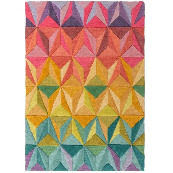 Geometric Rug with Kaleidoscope Design - Multi, Wool