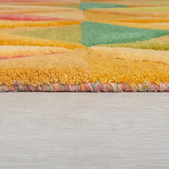 Geometric Rug with Kaleidoscope Design - Multi, Wool
