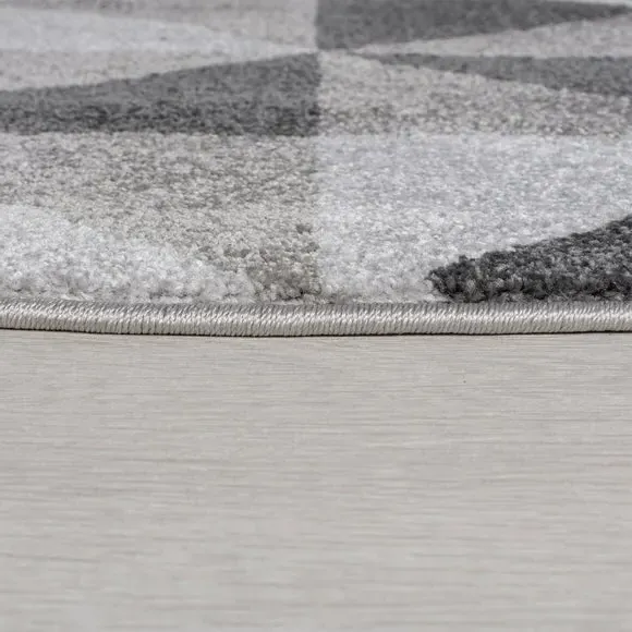 Geometric Rug with Squares - Charcoal, Polypropylene