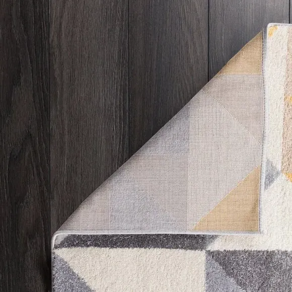 Geometric Rug with Squares - Charcoal, Polypropylene