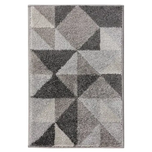 Geometric Rug with Squares - Charcoal, Polypropylene