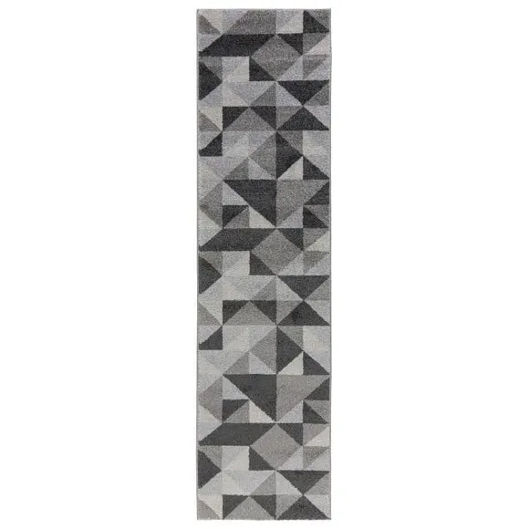 Geometric Runner Rug - Charcoal, Polypropylene