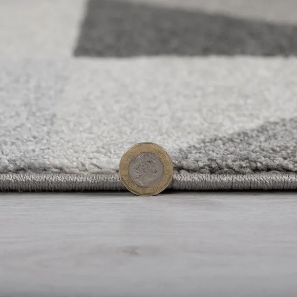Geometric Runner Rug - Charcoal, Polypropylene