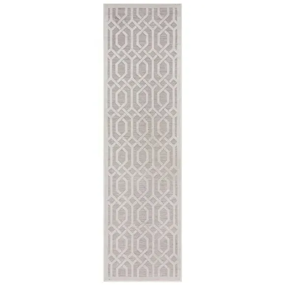 Geometric Runner Rug Indoor Outdoor - Natural