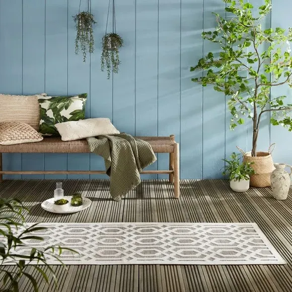 Geometric Runner Rug Indoor Outdoor - Natural image