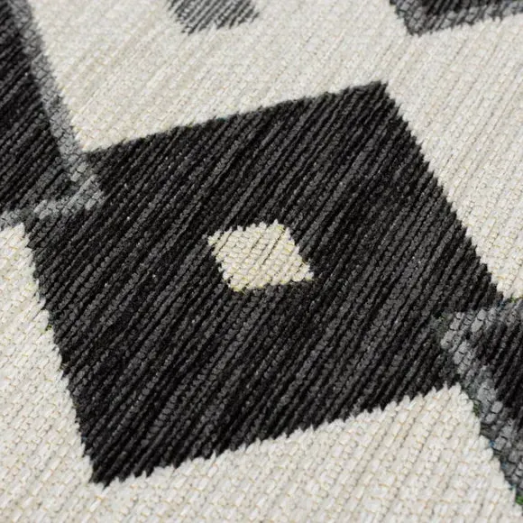 Geometric Runner Rug - Monochrome, Polyester