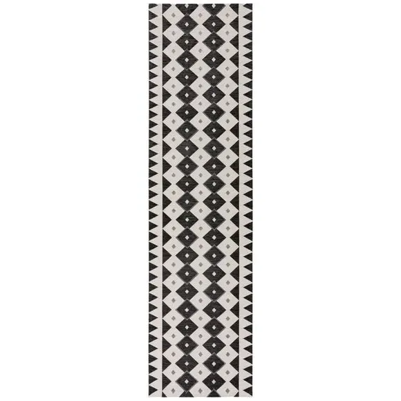 Geometric Runner Rug - Monochrome, Polyester