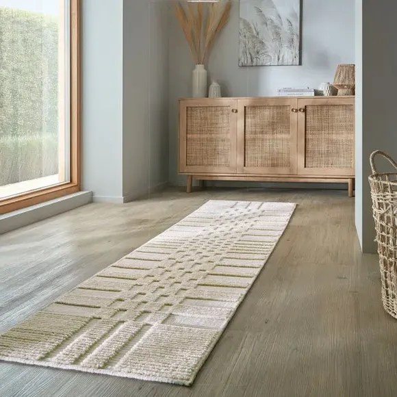 Geometric Runner Rug - Natural, Machine Washable image