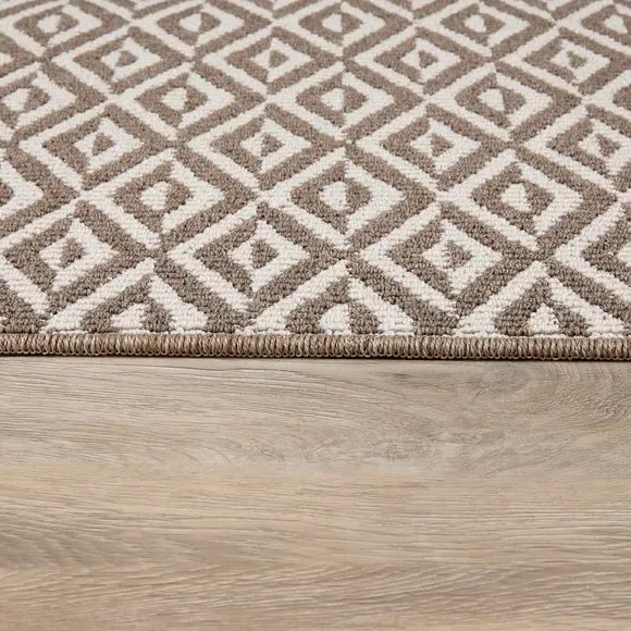 Geometric Runner with Anti-Slip - Natural, Boucle