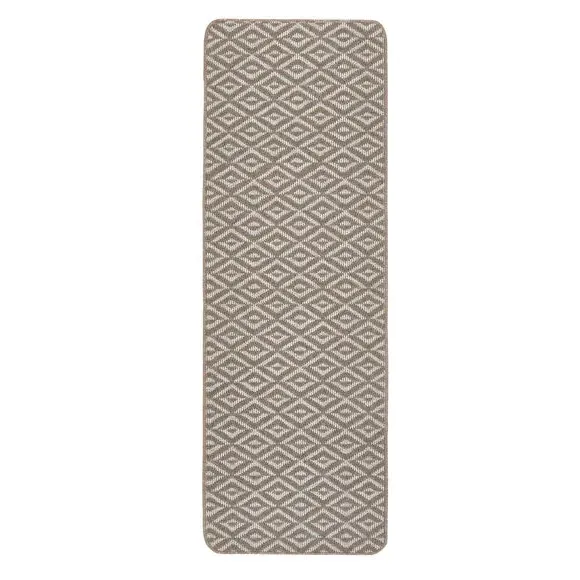 Geometric Runner with Anti-Slip - Natural, Boucle