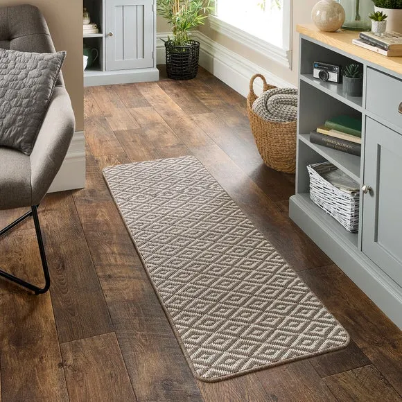 Geometric Runner with Anti-Slip - Natural, Boucle