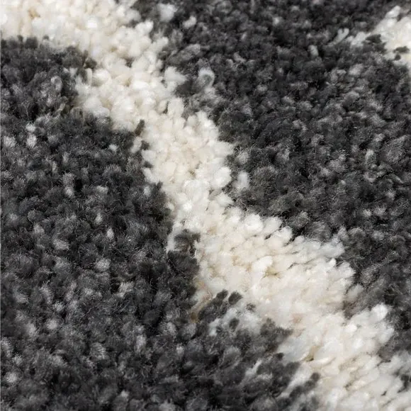 Geometric Shaggy Rug - Grey, Polypropylene