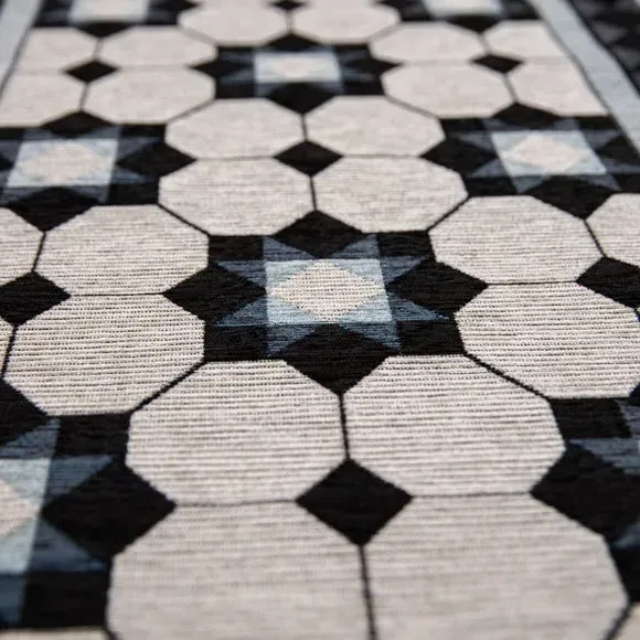 Geometric Stair Runner - Blue, Chenille