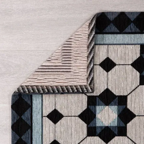 Geometric Stair Runner - Blue, Chenille