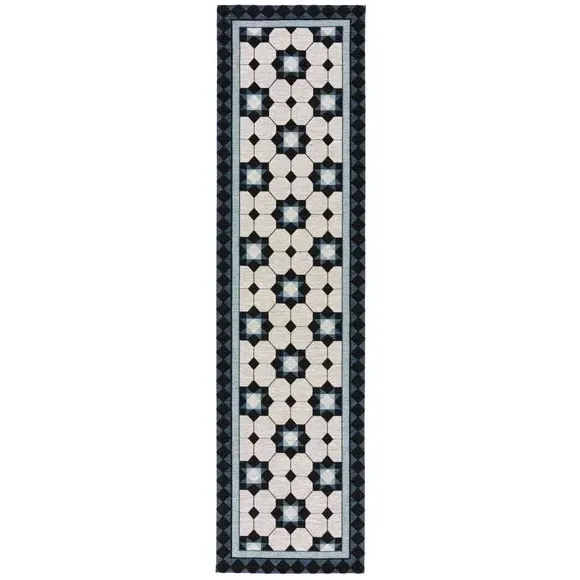 Geometric Stair Runner - Blue, Chenille