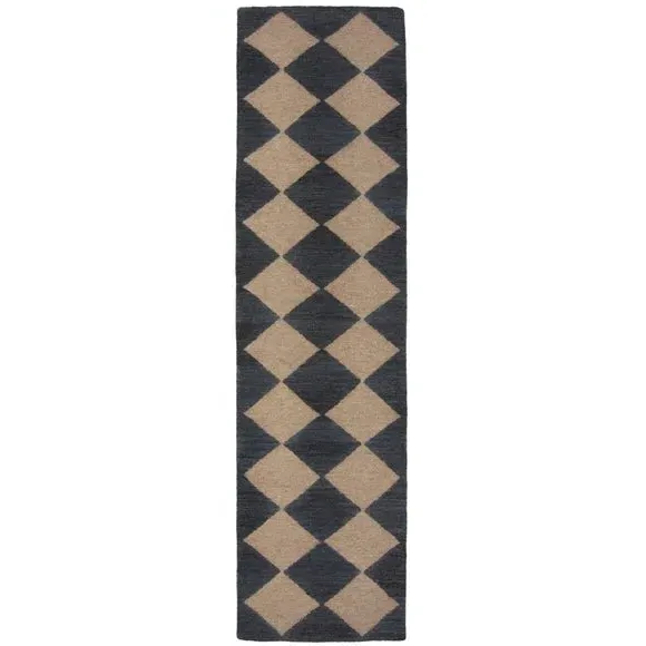 Geometric Stair Runner - Monochrome, Wool