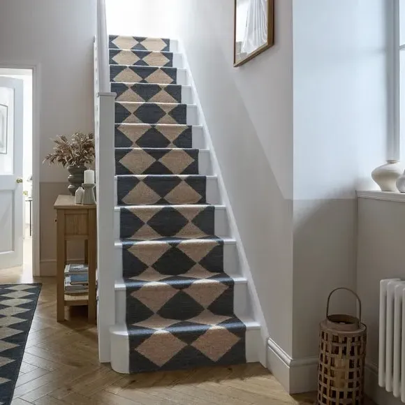 Geometric Stair Runner - Monochrome, Wool image