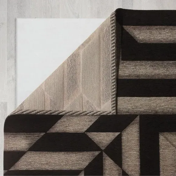 Geometric Stripe Rug - Black, Chenille