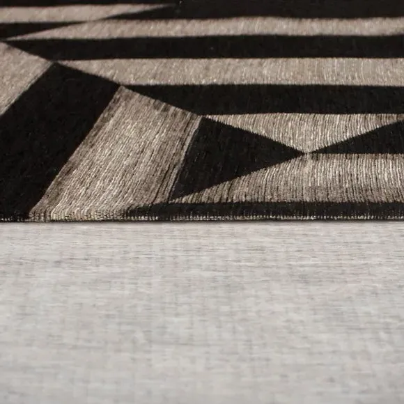 Geometric Stripe Rug - Black, Chenille