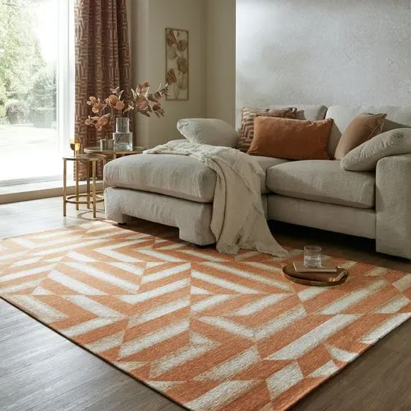 Geometric Stripe Rug - Caramel, Chenille