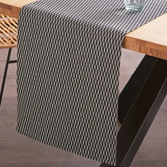 Geometric Table Runner - Grey, Cotton