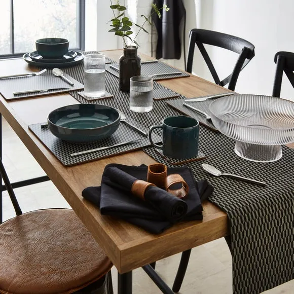 Geometric Table Runner - Grey, Cotton