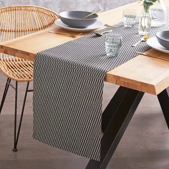 Geometric Table Runner - Grey, Cotton image