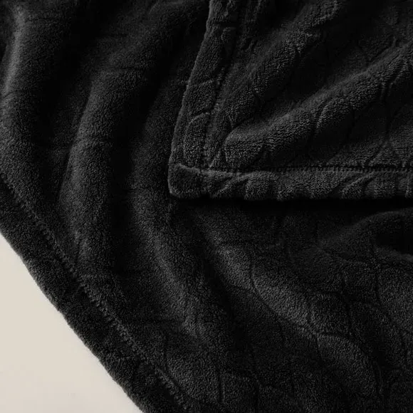 Geometric Throw Blanket - Black, Fleece