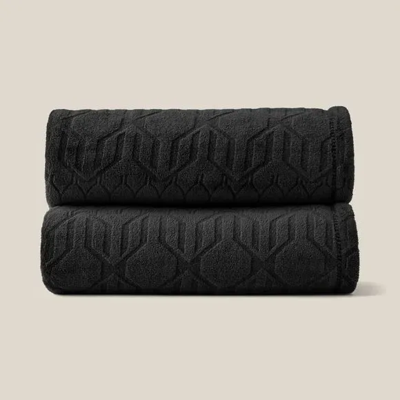 Geometric Throw Blanket - Black, Fleece