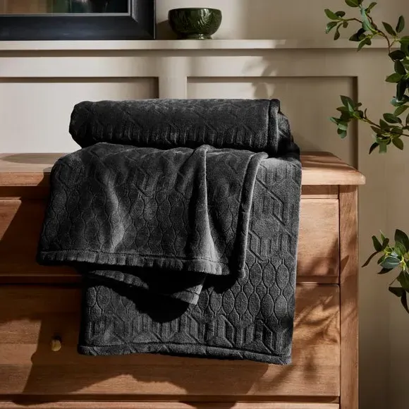 Geometric Throw Blanket - Black, Fleece image