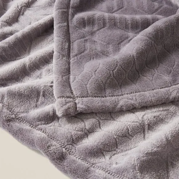 Geometric Throw Blanket - Dove, Fleece