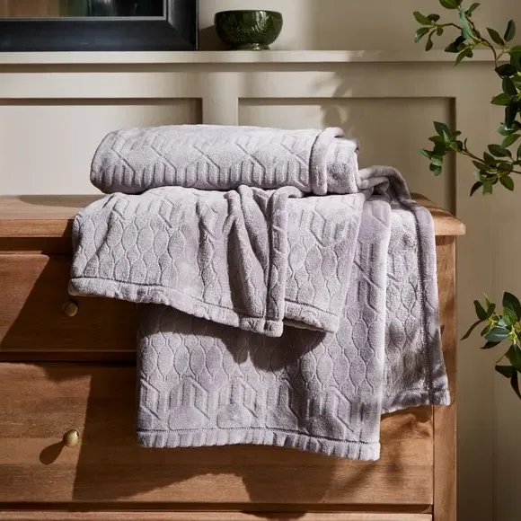 Geometric Throw Blanket - Dove, Fleece
