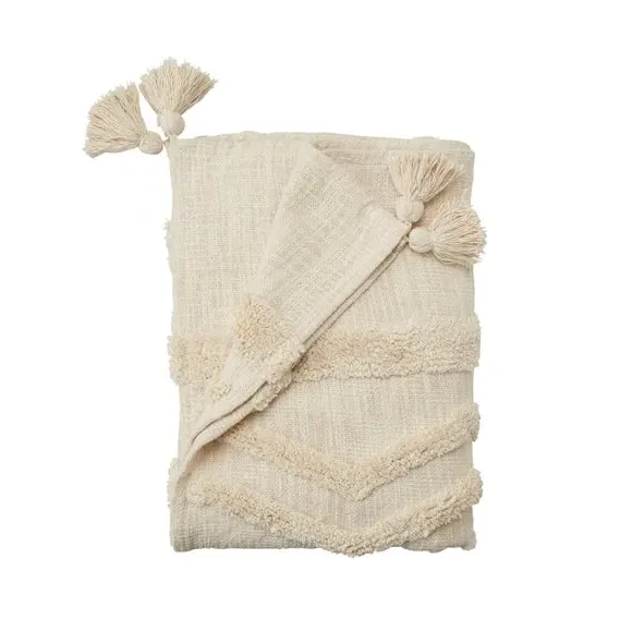 Geometric Throw Blanket - Natural, Cotton
