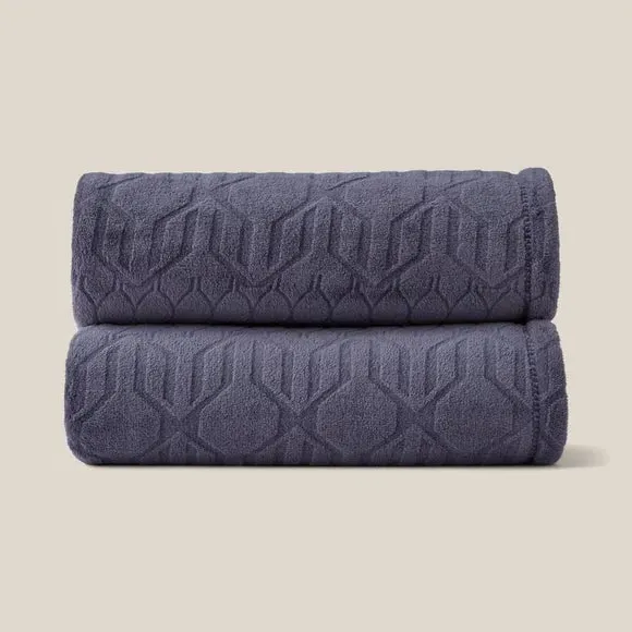 Geometric Throw Blanket - Navy, Fleece