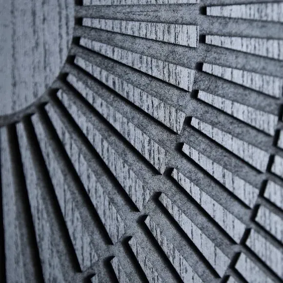Geometric Wall Art with Embossed Pattern - Black Wood