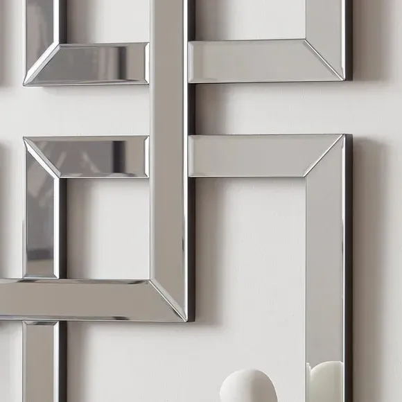 Geometric Wall Mirror - Silver, Bevelled Glass