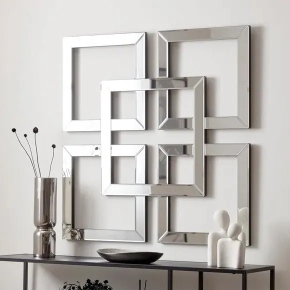 Geometric Wall Mirror - Silver, Bevelled Glass image