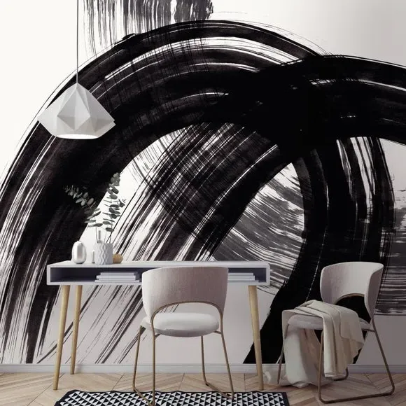 Geometric Wall Mural - Black