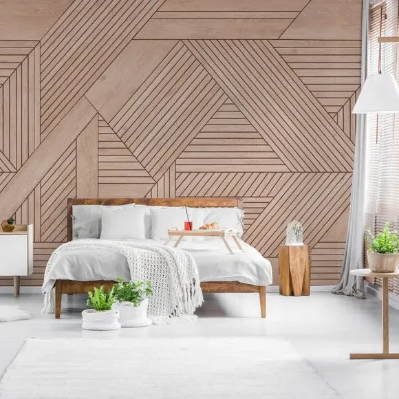 Geometric Wall Mural - Brown, Non-Woven