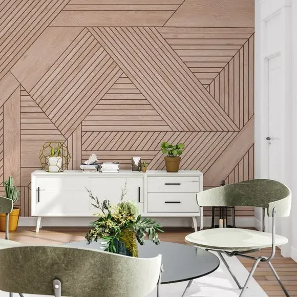 Geometric Wall Mural - Brown, Non-Woven