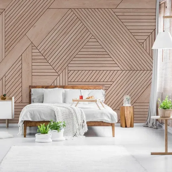 Geometric Wall Mural - Brown, Non-Woven