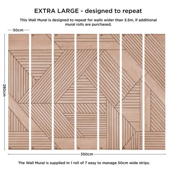 Geometric Wall Mural - Brown, Non-Woven