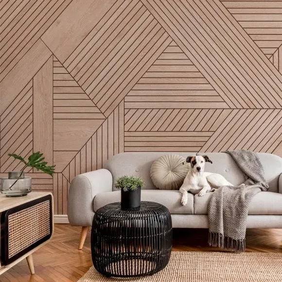 Geometric Wall Mural - Brown, Non-Woven image