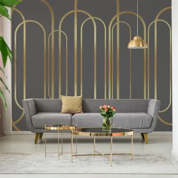 Geometric Wall Mural - Grey, Abstract Design