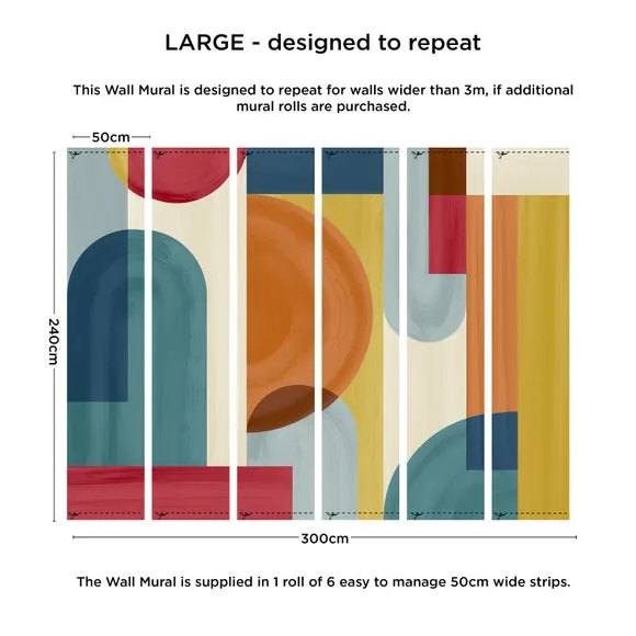 Geometric Wall Mural - Multicolor, Non-Woven