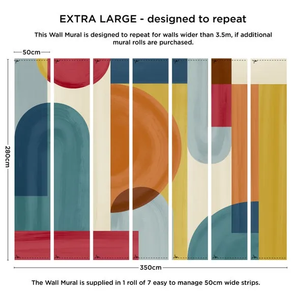 Geometric Wall Mural - Multicolor, Non-Woven